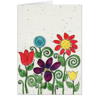 Card - Stemed Flowers - Watercolor