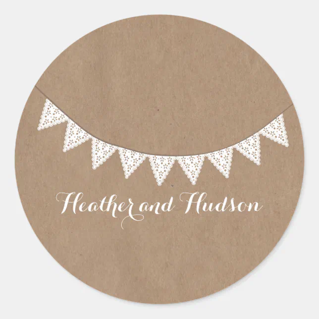 Card Stock Inspired Eyelet Bunting Wedding Sticker | Zazzle
