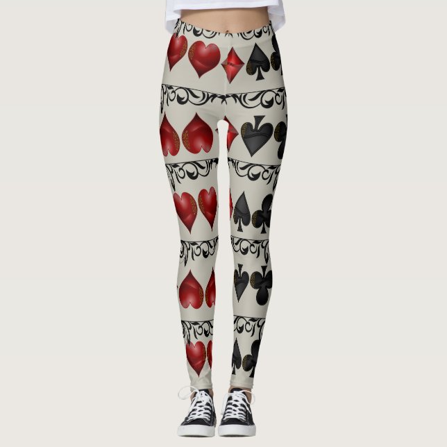 Card Suit Print Leggings (Front)