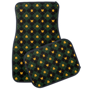 Card Suits Black Green Gold Diamonds Clubs  Car Floor Mat
