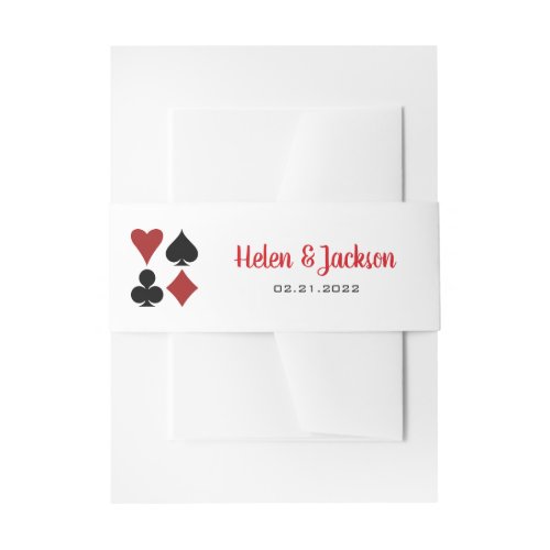 Card Suits Black Red Las Vegas Casino Wedding Invitation Belly Band