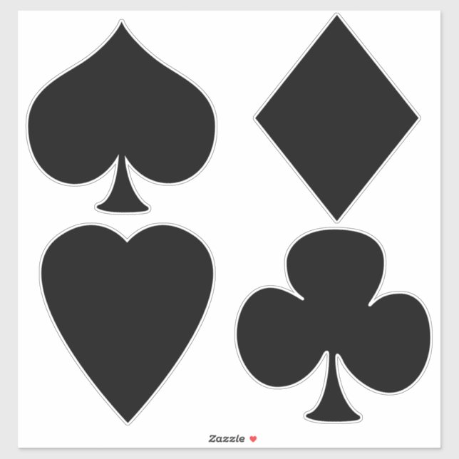 Card Suits--Black Sticker (Sheet)
