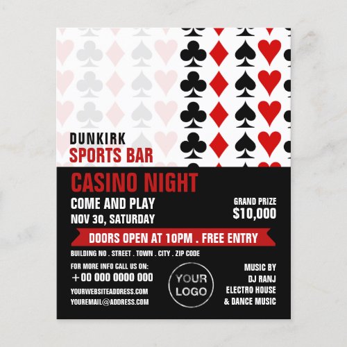 Card Suits Casino Night Gaming Industry Flyer