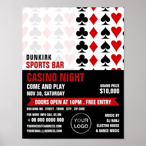 Card Suits Casino Night Gaming Industry Poster