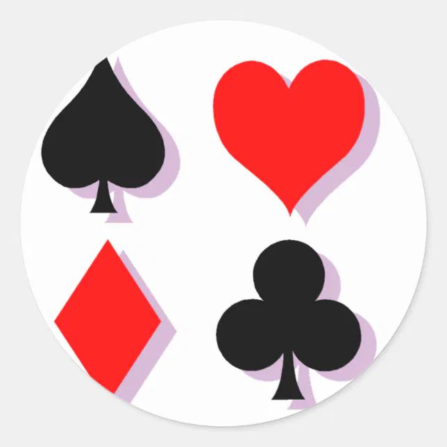 Card Suits Classic Round Sticker | Zazzle