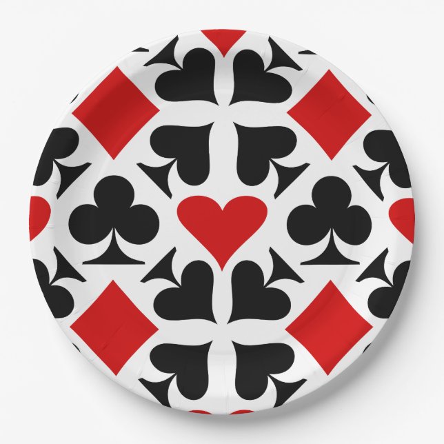 Card Suits Pattern Paper Plates (Front)