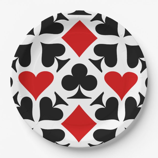 Card Suits Pattern Paper Plates (Front)