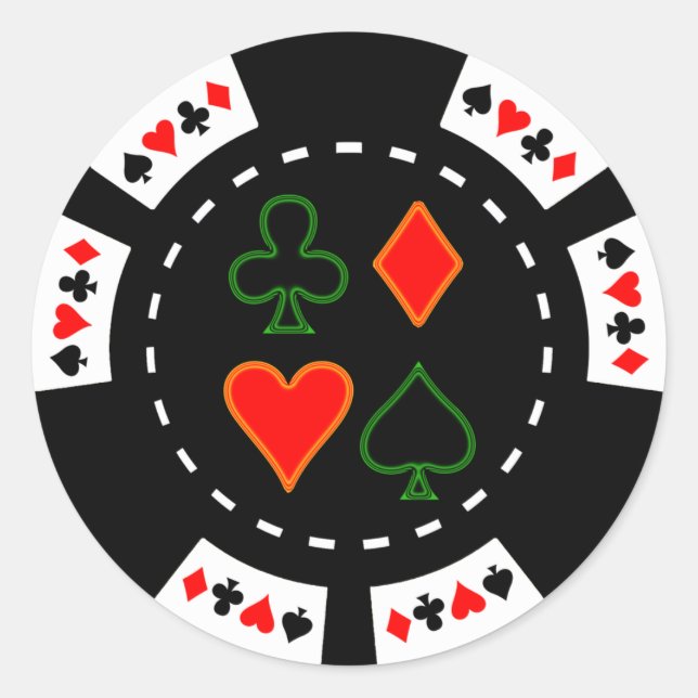 CARD SUITS POKER CHIP CLASSIC ROUND STICKER (Front)