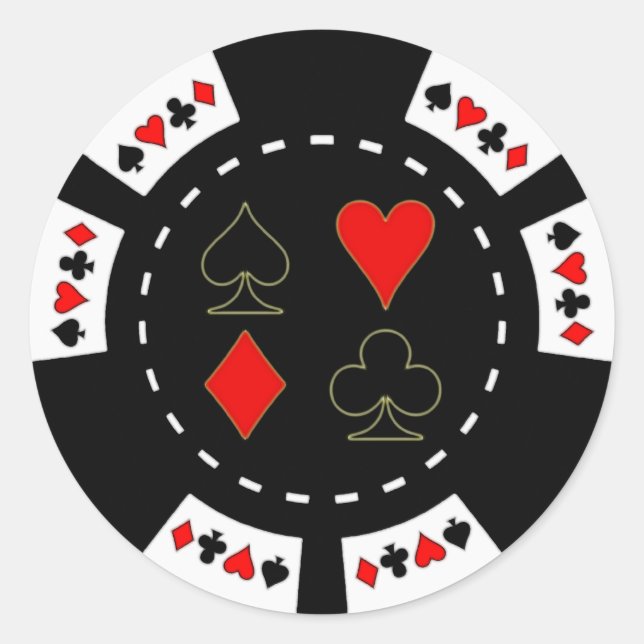 Card Suits Poker Chip Classic Round Sticker (Front)