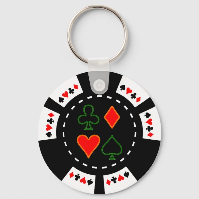 CARD SUITS POKER CHIP KEYCHAIN (Front)