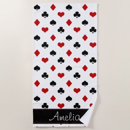 Card Suits | Poker Theme | Personalized Beach Towel
