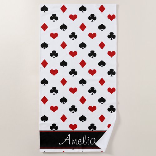 Card Suits  Poker Theme  Personalized Beach Towel