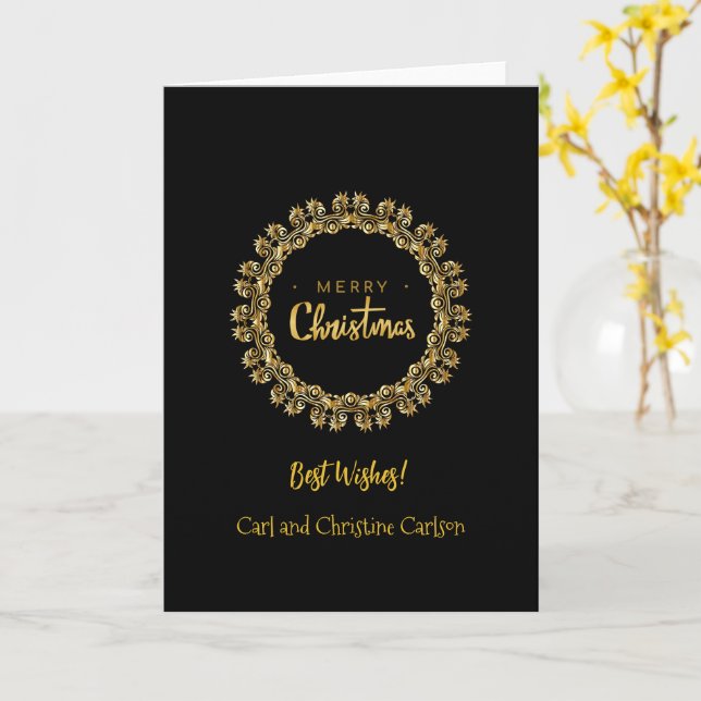 Card Template, beautiful black and gold, (Yellow Flower)