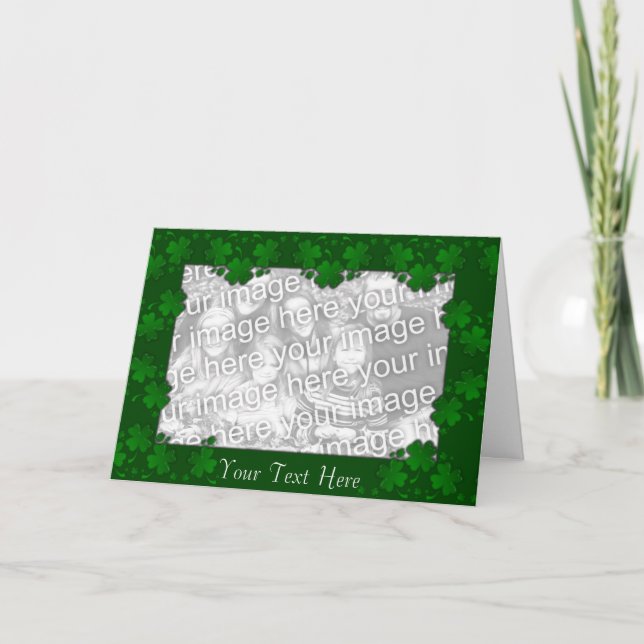 Card Template - St. Patrick's Day Four Leaf Clover (Front)
