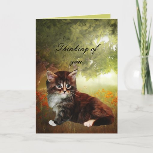 Card "Thinking of you" Cat Kitten Zazzle