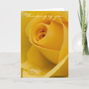 Card - Thinking of You Yellow Rose with Rain