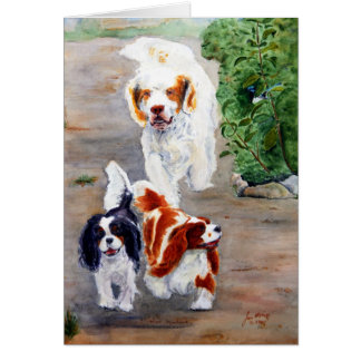 card - Travellers - Clumber Spaniel and Cavaliers