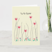 Card Valentine's Day for Sister Hearts Flowers