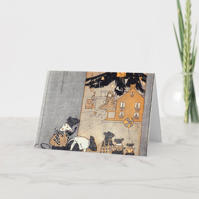 card - victorian mice and dollhouse under the tree (Front)