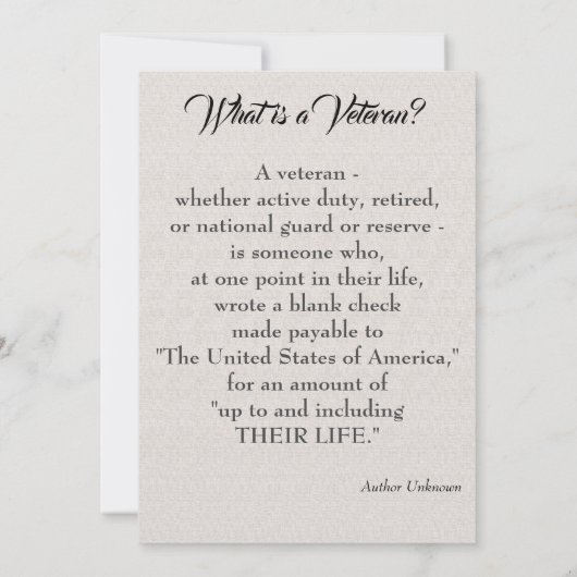 Card - What is a Veteran? (Back)