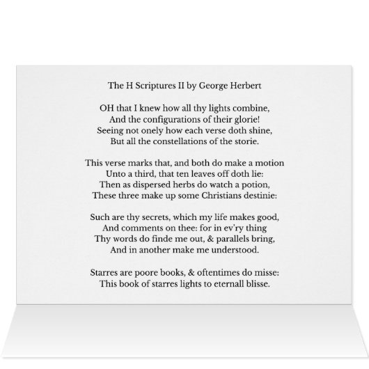 Card with a George Herbert poem about scripture (Inside Horizontal (Top))