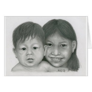 Card with Cambodian Boy & Girl by Vannak Anan Prum