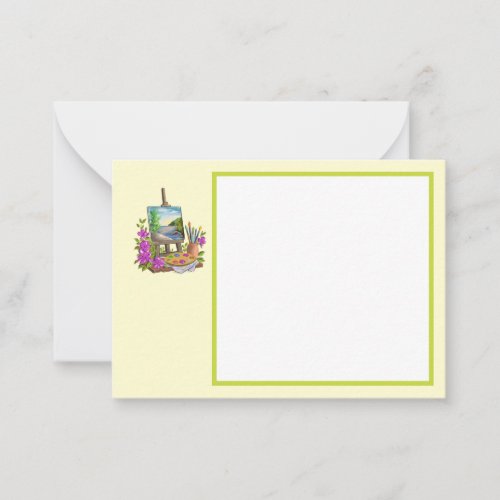 Card with easel pattern of the painter.