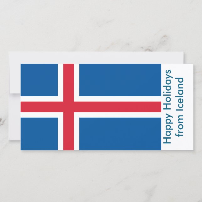 Card with Flag of Iceland, Happy Holidays (Front)