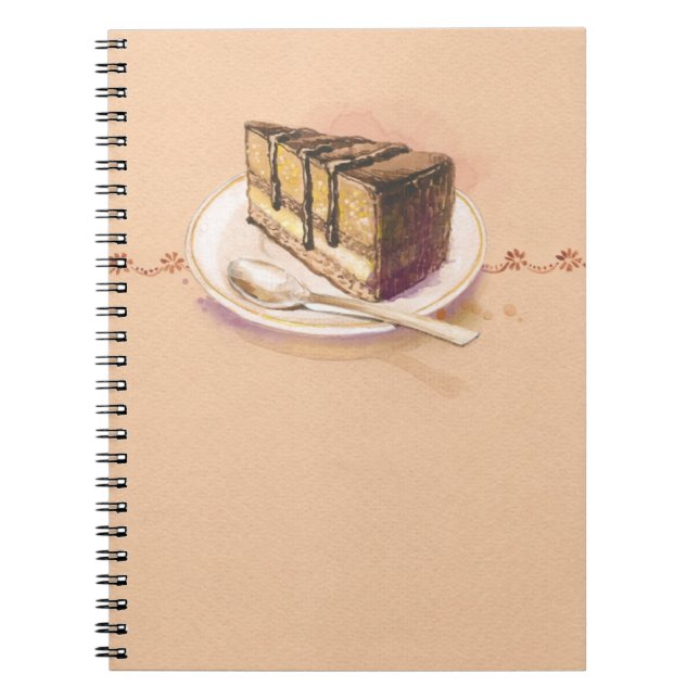 Card with painted watercolor cake notebook (Front)