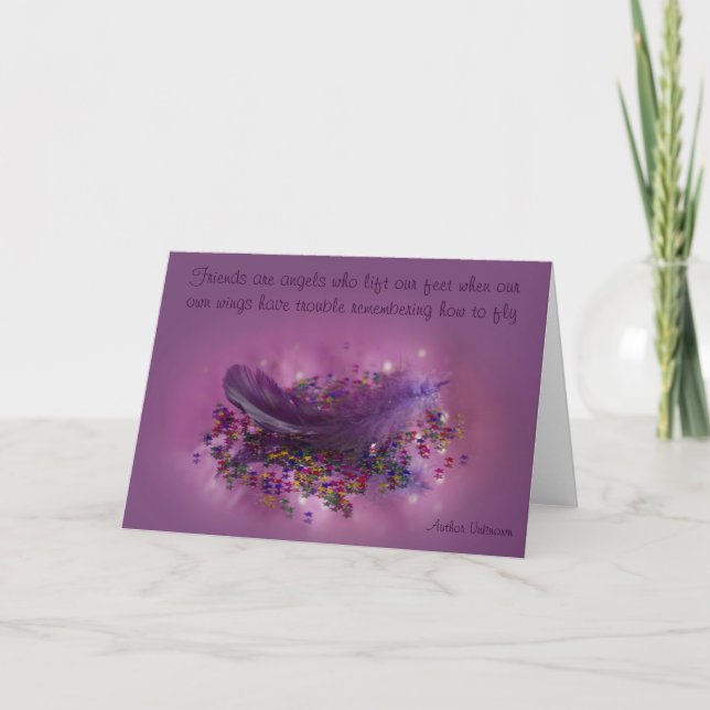 Card with Quote - Purple Fairys Feather (Front)