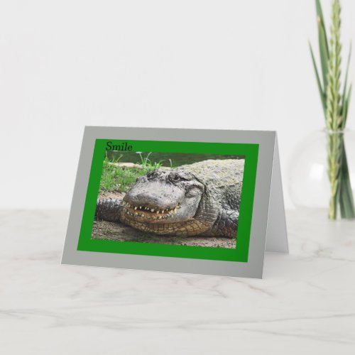Card with Smiling Alligator Just Beat Cancer