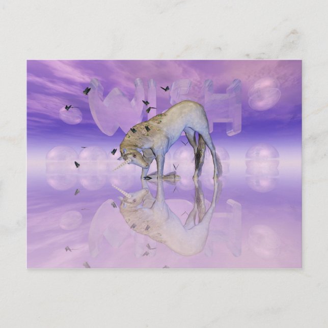 card with Unicorn, Wish (Front)