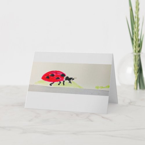 Card with watercolor of Giant Ladybug 