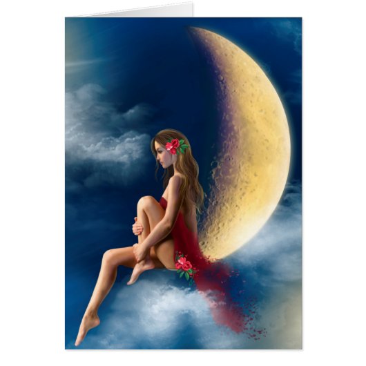 Card Woman ,night fairy on moon (Front)