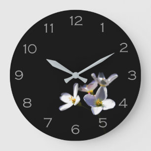 Cardamine Pratensis Flowers Grey Numbers wccnm Large Clock