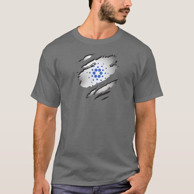 Cardano ADA Torn Image w/ Logo Reveal Underneath T-Shirt (Front)