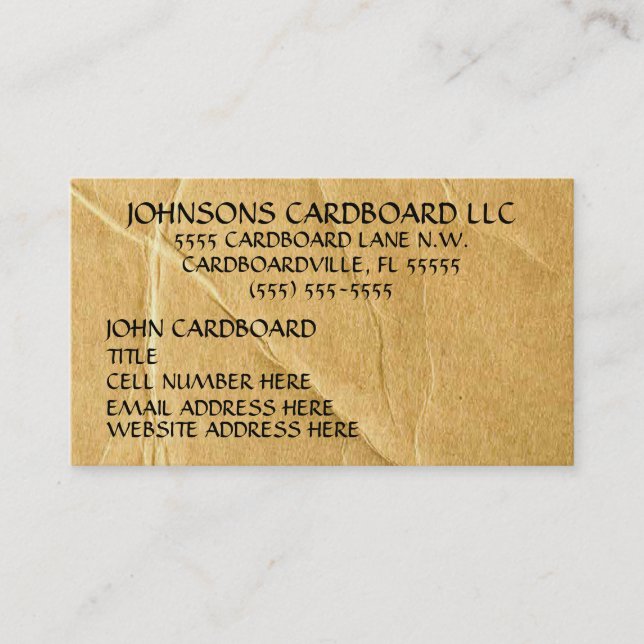 Cardboard Company Business Card (Front)