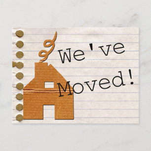 Cardboard House We've Moved Postcard