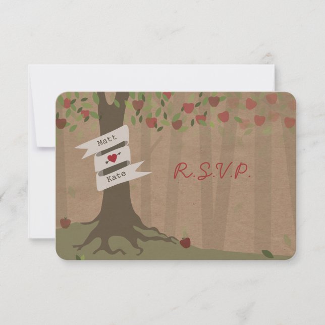Cardboard Inpsired Apple Orchard Wedding RSVP (Front)