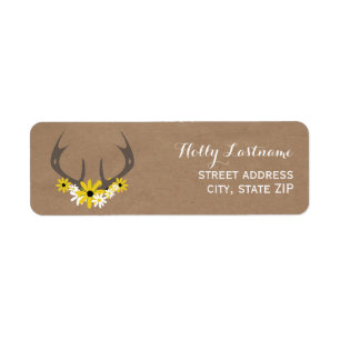 Cardboard Inspired Antlers & Wildflowers Label
