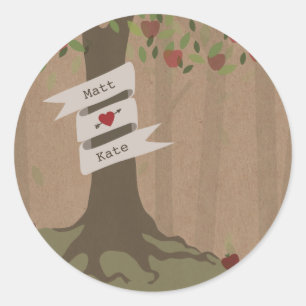 Cardboard Inspired Apple Orchard Wedding Classic Round Sticker