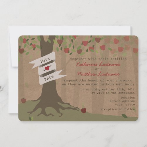Cardboard Inspired Apple Orchard Wedding Invite