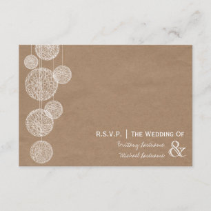 Cardboard Inspired Twine Globes Wedding R.S.V.P. RSVP Card