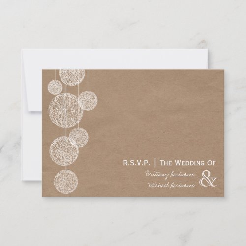Cardboard Inspired Twine Globes Wedding R.S.V.P. RSVP Card