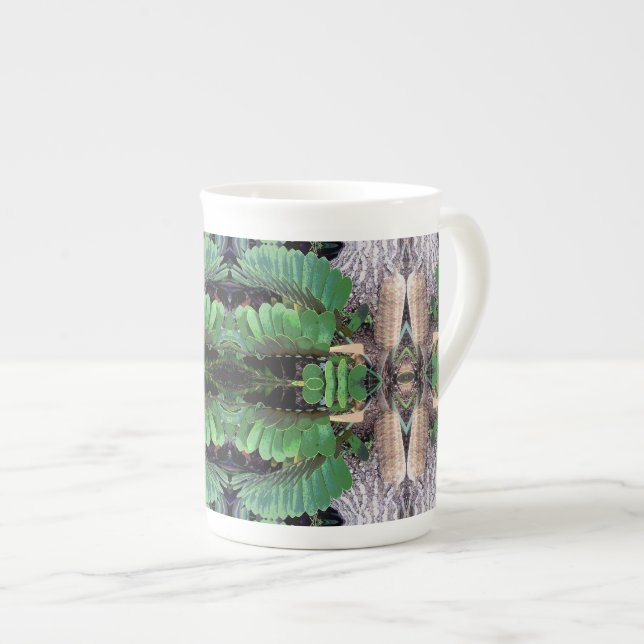 Cardboard Palm Pattern Bone China Mug (Front Right)