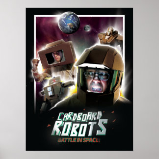 Cardboard Robots Battle in Space Poster