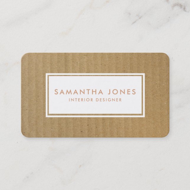 Cardboard Simple Modern Interior Designer Business Card (Front)