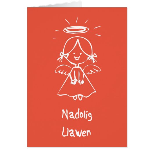 Carden Nadolig - Angel (Welsh) Cards (Front)