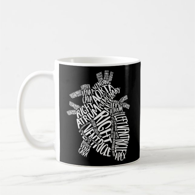 Cardiac Anatomic Typography Heart Cardiology Nurse Coffee Mug (Left)