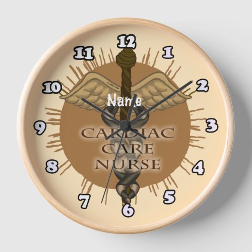 Cardiac Care Nurse Caduceus  Clock